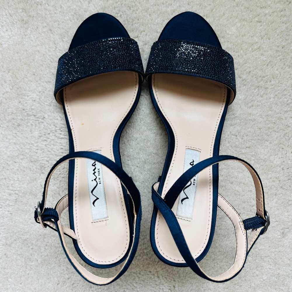 Nina navy block heels